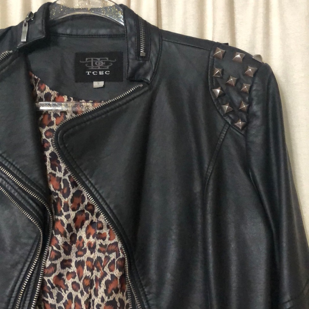 Faux Leather Punk Stud Zipper Jacket